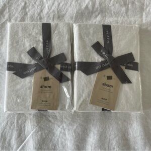 West Elm White Linen King Size Pillow Shams